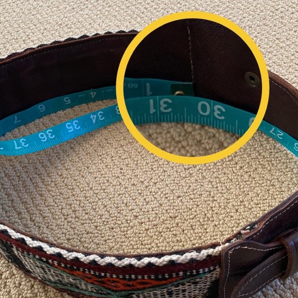 Anthropologie Double Buckle Western Cinch Belt Sz M Brown Leather, Woven Fabric